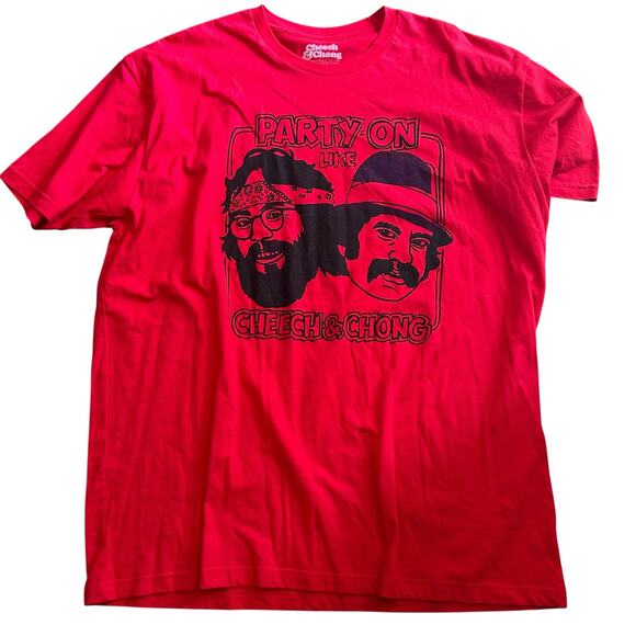 Party on like CHEECH & CHONG T-Shirt SZ 3 X Red Like New - Picture 1 of 6